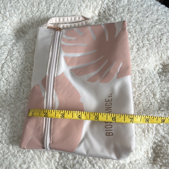 Biossance pink zippered travel cosmetic pouch with mirror in rose gold case new - Picture 6 of 8